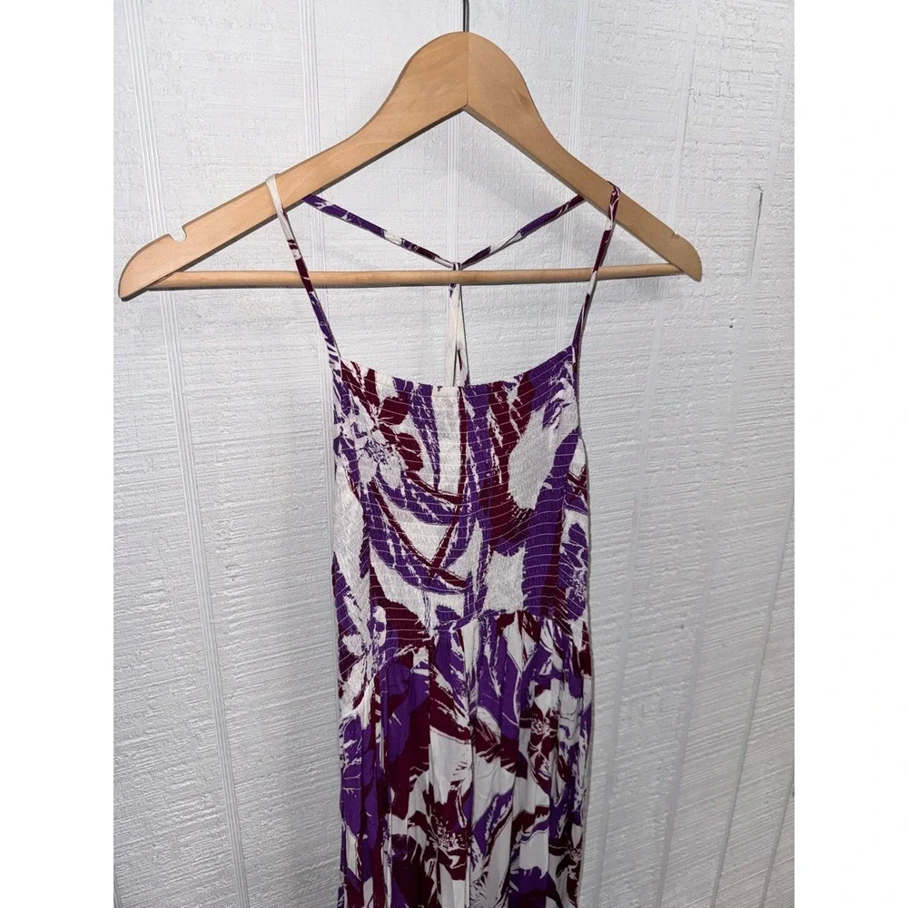 Free People Intimately Maxi Dress Women Medium Purple Floral Smocked T-Back M